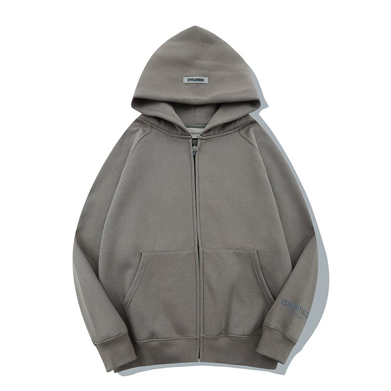 Essentials Fear of God Zipper Gray Hoodie